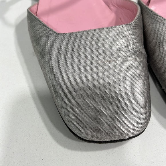 Kate Spade Soft Gray Dupioni Silk Square Toe Strap Low Heel - Picture 3 of 14